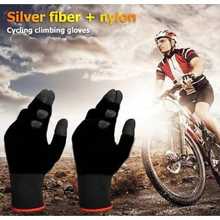 Anti Sweat Finger Mobile Touch Screen & PUBG Game And Bike Riding Use Gym & Fitness Gloves(Black)_CLN-T-135