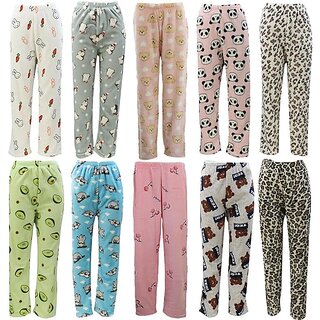 Minha  Women's pack of 1 woolen soft fleece Printed Pyjama/Lower (Multicolour)Assorted design_CLN-T-147