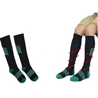 Pack Of 2 - Compression Socks Unisex Striped Knee High, Calf Length Socks_CLN-T-162