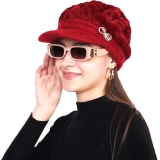 Minha Women Woolen Visor BeanieFree Size, Cozy & Stylish Winter Hat (Assorted Colors)_CLN-T-167