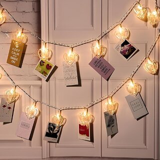 Heart Shape String Lights for  Clip Photo Hanging, Birthday, Festival, Wedding, Party for Home, Patio, Lawn