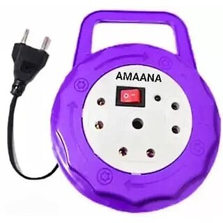 AMAANA 3 Socket Extension Board/Cord with Switch  LED Indicator  2.5M Wire  220 Volts 6 Amp (Purple)