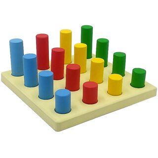 4 Pegs Size Grading Cylinder Blocks Montessori Colorful Wooden Early Home School Toy 4 pcs Set for Kids 1 Year +