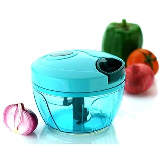 New Handy Mini Plastic Chopper, Handy Vegetable Chopper, Quick Cutter for Kitchen with 3 Stainless Steel Blade