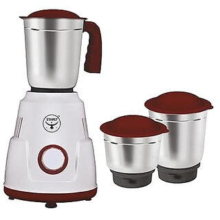 Ace 550W Mixer Grinder for Kitchen with 3 Stainless Steel Jars | | Powerful motor & High Speed Mixie perfect for dry grinding, blending, mixing & juicing (cherry red, 3 Jars)