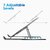 ZEBRONICS Aluminium Alloy Laptop Stand Compatible with 9-15.6 inch Laptops 7 Angles Adjustable Tabletop Anti Slip Silicon Rubber Pads Foldable Velvet Pouch Inside Zeb-NS2000 (Dark Grey).