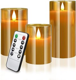 Flameless Candles, Battery Operated Flickering Candles Pillar Real Wax Moving Flame Electric Candle Sets