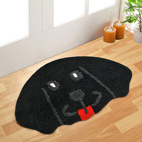 Super Soft Anti-Skid Microfiber Bathroom Mat / Doormat Black (45 x 70 cm)  Dog Face Design, Pack of 1