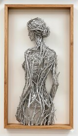 Contemporary Metallic Colour Wall Sculpture - Handcrafted Female Figure Art