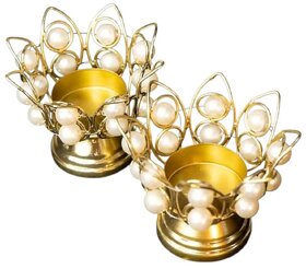 Pearl and Gold Decorative Candle Holders, Modern Metal Tea Light Stand Set, Elegant Home Decor, Wedding Centerpiece