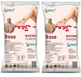 2 Packs of Mohila Hair Removal Rose Wax Powder for Men Women Painless Body Hair Removal Wax Powder (100 gm each)