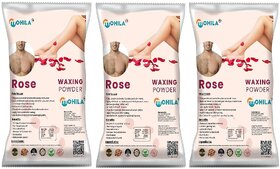 3 Packs of Mohila Hair Removal Rose Wax Powder for Men Women Painless Body Hair Removal Wax Powder (100 gm each)