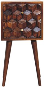 Mini Chestnut Cube 2 Drawer Bedside