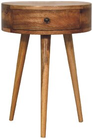 Mini Oak-ish Circular Shape Bedside