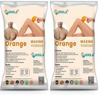 2 Packs of Mohila Hair Removal Orange Wax Powder for Men Women Painless Body Hair Removal Wax Powder (100 gm each)
