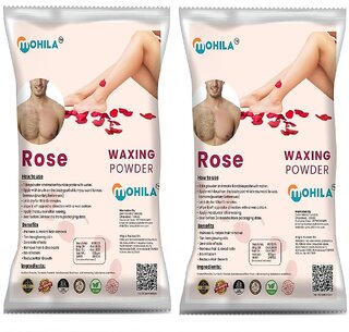 2 Packs of Mohila Hair Removal Rose Wax Powder for Men Women Painless Body Hair Removal Wax Powder (100 gm each)