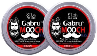 2 Packs of Mooch Moustache Wax for Men - Strong Hold  Long Lasting Styling Wax  Natural Look  Original Scent  25g