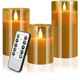 Flameless Candles, Battery Operated Flickering Candles Pillar Real Wax Moving Flame Electric Candle Sets