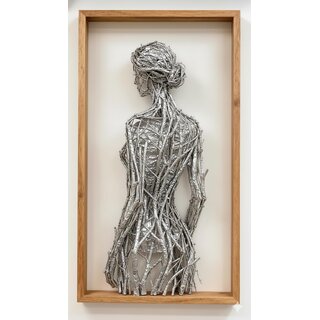 Contemporary Metallic Colour Wall Sculpture - Handcrafted Female Figure Art