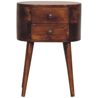 Mini Chestnut Rounded Bedside Table