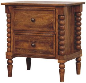 Spindle Leg Amber Oak Nightstand