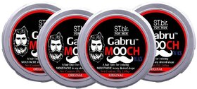 4 Packs of Mooch Moustache Wax for Men - Strong Hold  Long Lasting Styling Wax  Natural Look  Original Scent  25g
