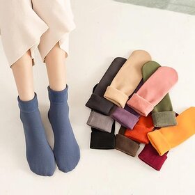 (Pack of 4) Solid Winter Thick Warm Thermal Stretchy Elastic Velvet Socks for Girls/Ladies/Women (Assorted Color)