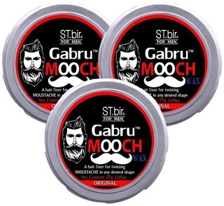 3 Packs of Mooch Moustache Wax for Men - Strong Hold  Long Lasting Styling Wax  Natural Look  Original Scent  25g