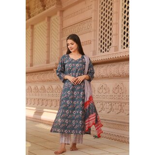 Elara Grey Rayon Dupatta Kotachex Kurta Set For Women
