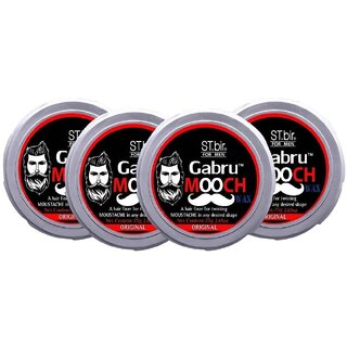 4 Packs of Mooch Moustache Wax for Men - Strong Hold  Long Lasting Styling Wax  Natural Look  Original Scent  25g