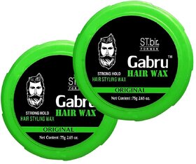 2 Packs of Gabru Hair Wax For Men  Strong Hold Hair Styling Wax  Long Lasting  Matte Finish  75Gm X 2