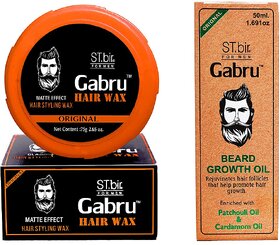 Combo Packs of ST.bir Gabru Matte Effect Hair Wax 75gm and Beard Oil 50ml