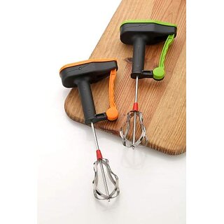 Hand Blender  Egg Beater  Whisker for Kitchen with Wire Blades, Power Free Manual Blender (Multi)(Pack 2)