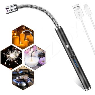 Aseenaa USB Plasma Rechargeable Electric Gas Lighter for Kitchen, Pooja Room, Candles, BBQ, Multi Purpose - 360 Degree