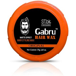 Gabru Hair Wax for Men  Matte Effect Hair Styling Wax  Strong Hold, Non-Sticky  Long Lasting  Original Formula  75g