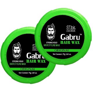2 Packs of Gabru Hair Wax For Men  Strong Hold Hair Styling Wax  Long Lasting  Matte Finish  75Gm X 2