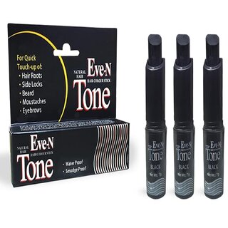Eve-N Tone Natural Hair Color Stick for Quick Touch-Up Hair Dye Stick Easy to Use Pack Of 3, 21g Black