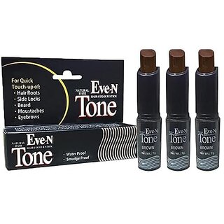 Eve-N Tone Natural Hair Color Stick for Quick Touch-Up Hair Dye Stick Easy to Use Pack Of 3, 21g Brown