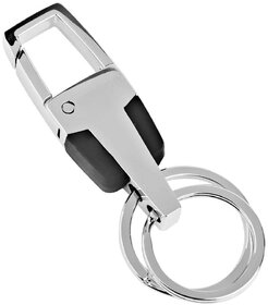 Sleek Chrome  Black Metal Keychain V01 - Durable  Modern Design