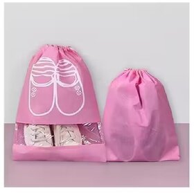 Vibrant Pink Shoe Cover - Durable Travel Shoe Protector with Drawstring Closure PACK OF 6 PCS