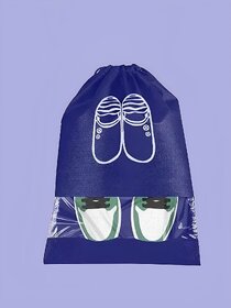 Durable Blue Shoe Cover with Drawstring Closure and Transparent Bottom PACK OF 5 PCS