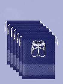 Durable Waterproof Blue Shoe Covers with Drawstring Closure PACK OF 6 PCS