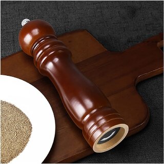 Classic Dark Brown Wooden Pepper Mill - Adjustable Grinder