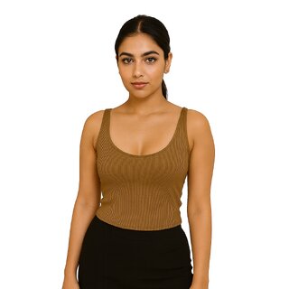 ATLIES Womens Ribbed Sleeveless Crop Tank Top