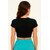 ATLIES Black Keyhole Neck Short Sleeve Crop Top