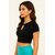 ATLIES Black Keyhole Neck Short Sleeve Crop Top