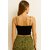 ATLIES Womens Solid Black Spaghetti Strap Crop Top