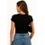 ATLIES Womens Solid Black Short Sleeve Crop Top