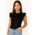 ATLIES Women Black Ribbed Cap Sleeve Top