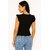 ATLIES Women Black Ribbed Cap Sleeve Top